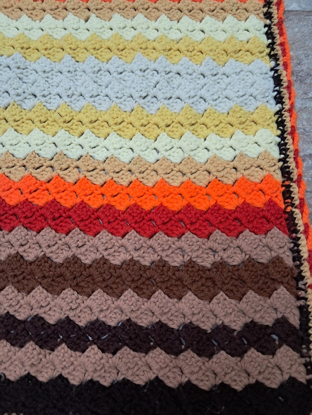 Vintage Retro Handmade Crochet Afghan Blanket Multicolored 59.5x41 Grannycore - Picture 4 of 4